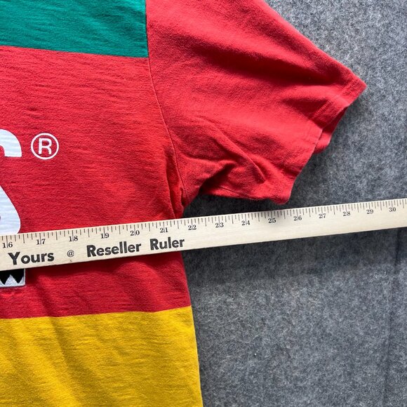 Guess Shirt Mens Medium Red Green Graphic Cotton Tee Colorblock J Balvin Print - Picture 10 of 12
